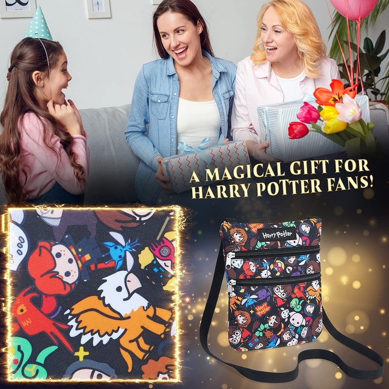Harry Potter Crossbody Bag for Girls Satchel Purse with Adjustable Strap Two Zipped Compartments Coin Purse Cute Stuff Gifts for Girls - Image 2